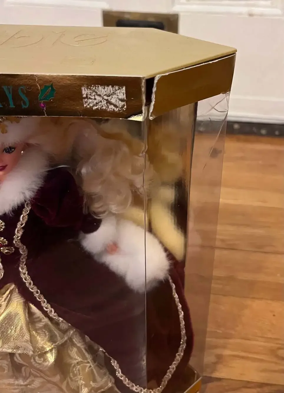 1996 Happy Holidays Special Edition Barbie Doll in Burgundy and Gold Velvet Gown